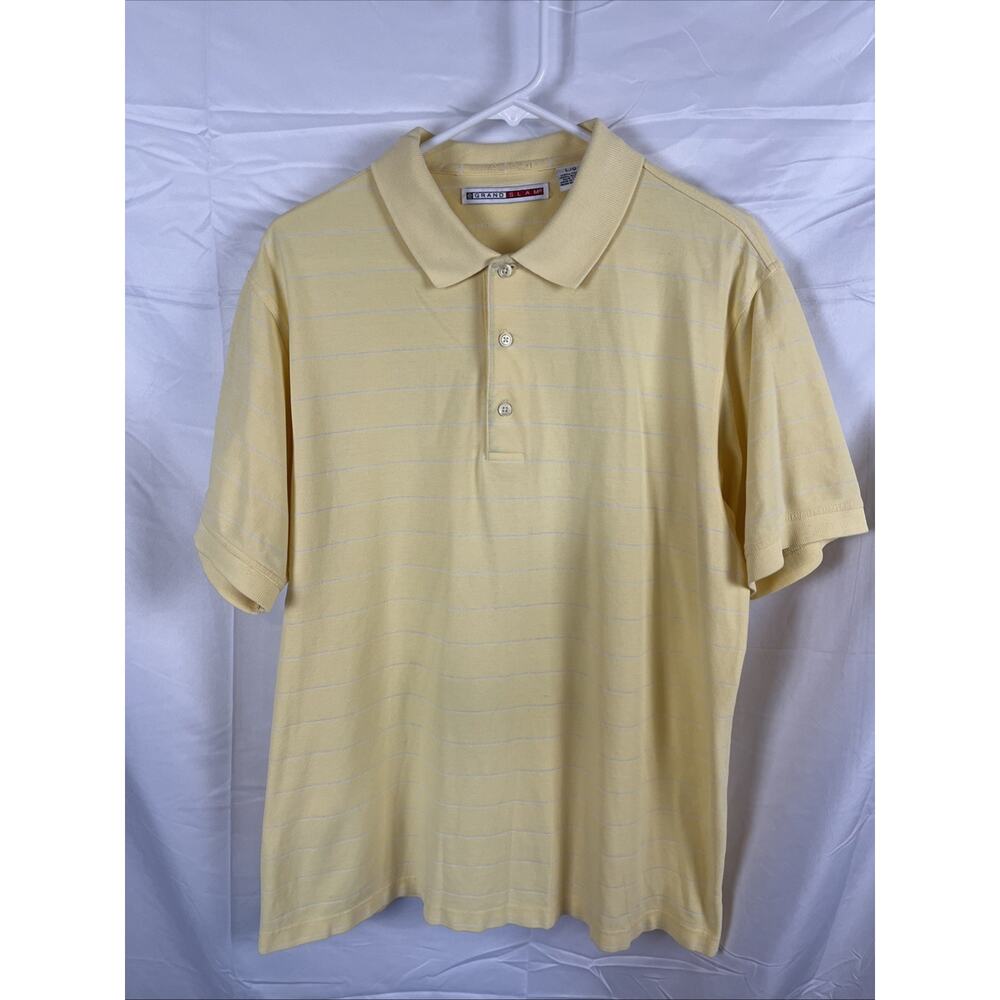 Grand Slam Performance Short Sleeve Golf Shirt Men's L Yellow White Stripe